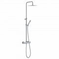 Shower column in chromed brass with square shower head Made in Italy - Griso
