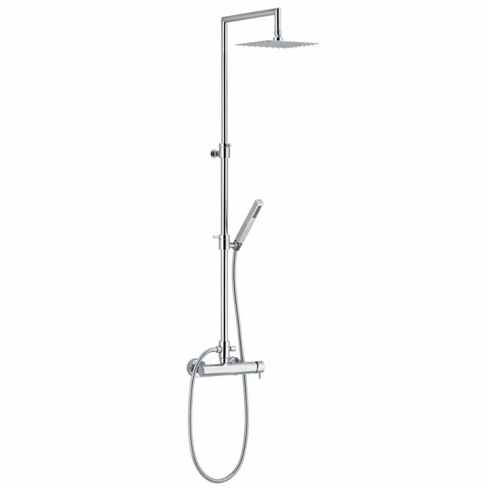 Shower Column in Chromed Brass Square Design Made in Italy - Padula Viadurini