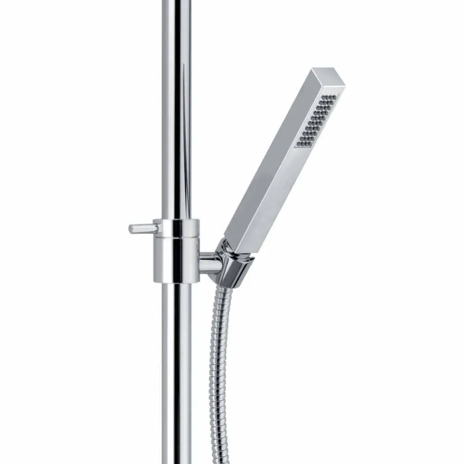Shower Column in Chromed Brass Square Design Made in Italy - Padula Viadurini