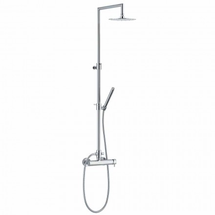 Shower Column in Chromed Brass Square Design Made in Italy - Padula Viadurini