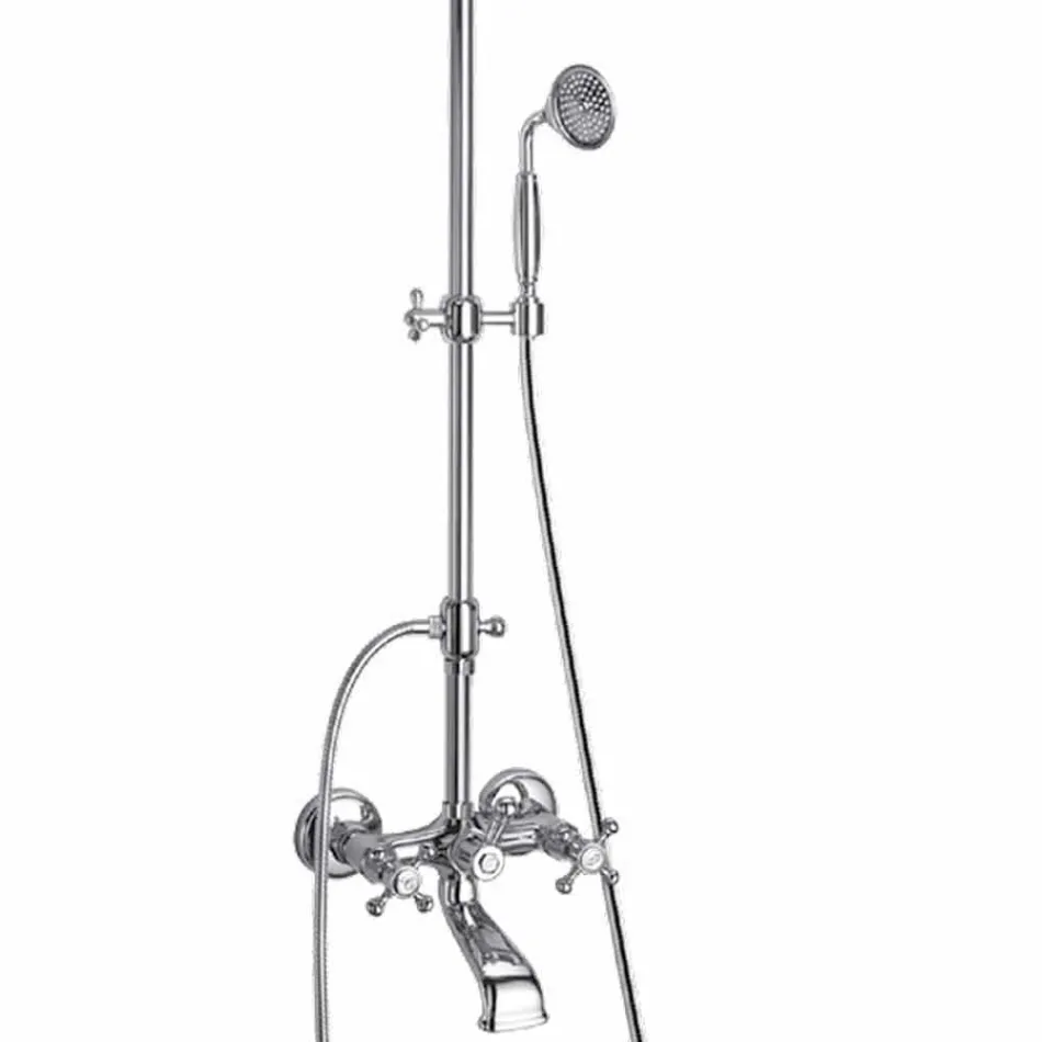 Adjustable Brass Shower Column with Made in Italy Bath Group - Fedrio Viadurini