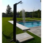 Solar Garden Shower Column in Black Stainless Steel Made in Italy - Werner Viadurini