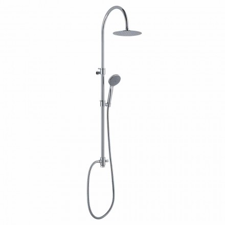 Telescopic Shower Column in Brass with Round Shower Head Made in Italy - Lenio Viadurini