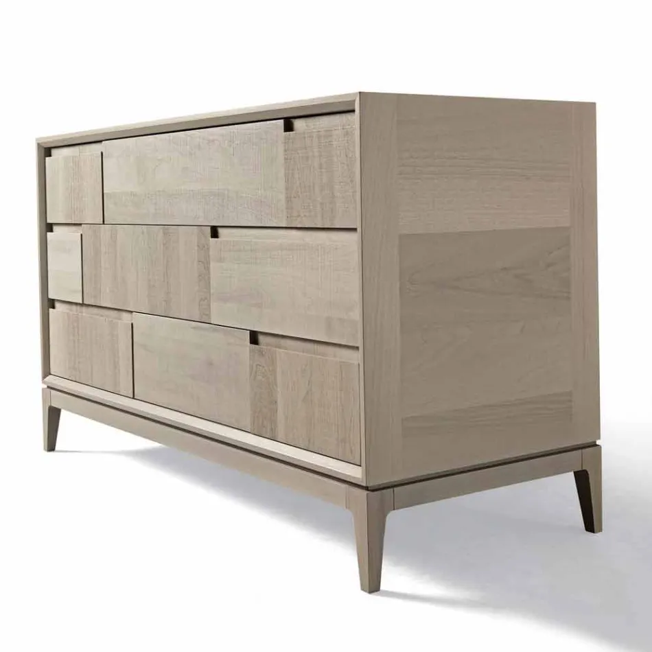 Dresser 3 drawers modern design in solid walnut, Nino Viadurini