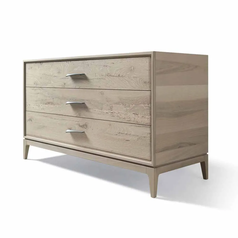 Modern design walnut 3-drawer dresser, W 131 x D 55 x H 80 cm, Sandro Viadurini