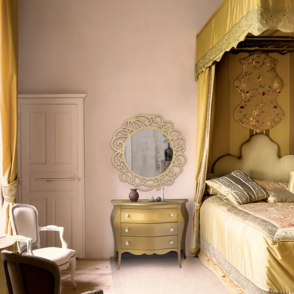 Rounded Dresser with 3 Drawers in Different Finishes Made in Italy - Gamad Viadurini