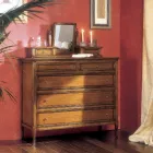 Dresser with 5 Drawers in Bassano Wood France Made in Italy - Hadad Viadurini