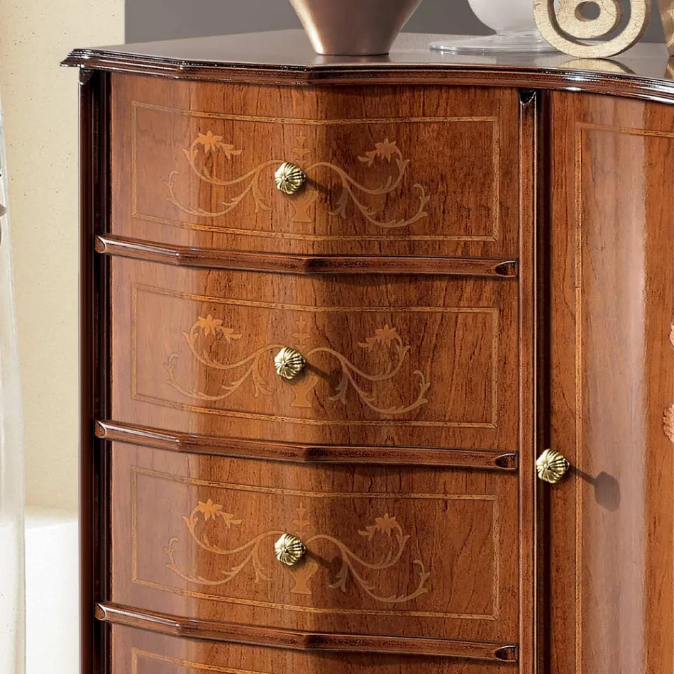 Classic Style Dresser with 1 Door and 4 Drawers Made in Italy - Elegant Viadurini