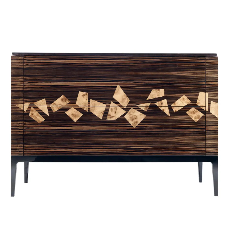 Dresser in ebony wood with 4 drawers Grilli Zarafa made in Italy Viadurini