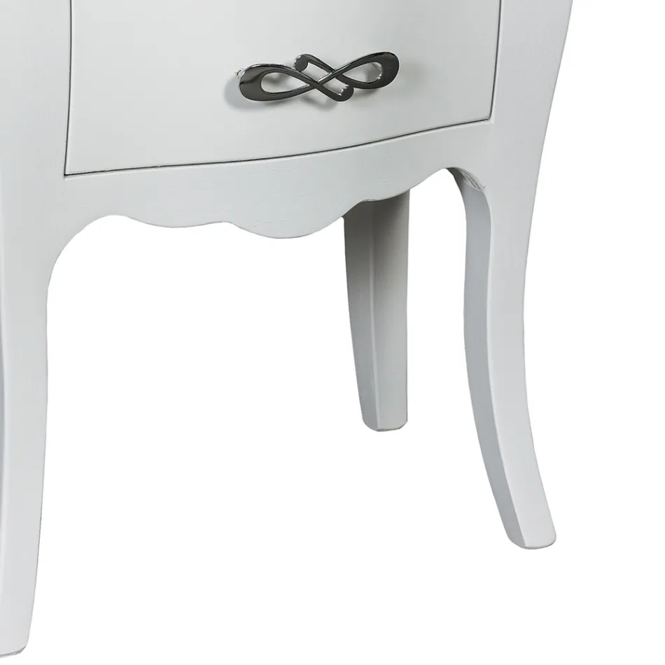 Two-tone bedside table in powder and worn white Made in Italy - Mantis Viadurini