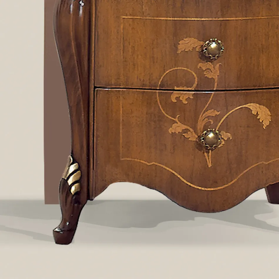 Classic Bedside Table 3 Luxury Drawers Walnut Wood Made in Italy - Cambrige Viadurini
