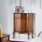 Classic Bedside Table Inlaid Wood Door and Drawer Made in Italy - Leonor Viadurini