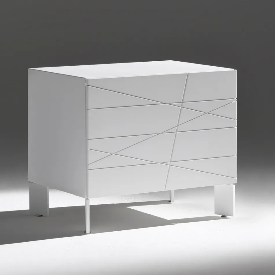 Bedside Table with 1 Drawer in Painted Wood Chipboard - Leone Viadurini