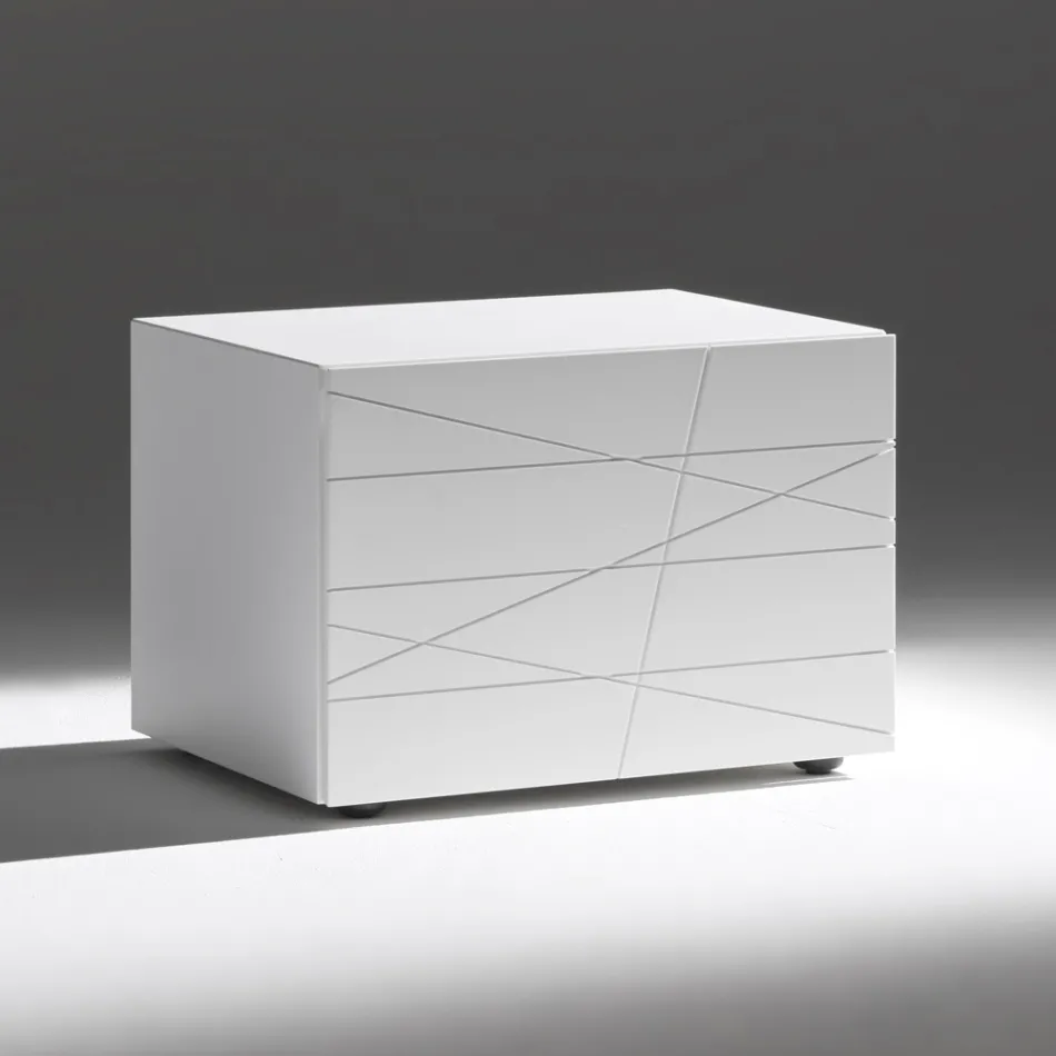 Bedside Table with 1 Drawer in Painted Wood Chipboard - Leone Viadurini