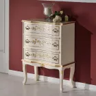 Bedside Table with Drawers in Walnut or White Wood Made in Italy - Elegant Viadurini