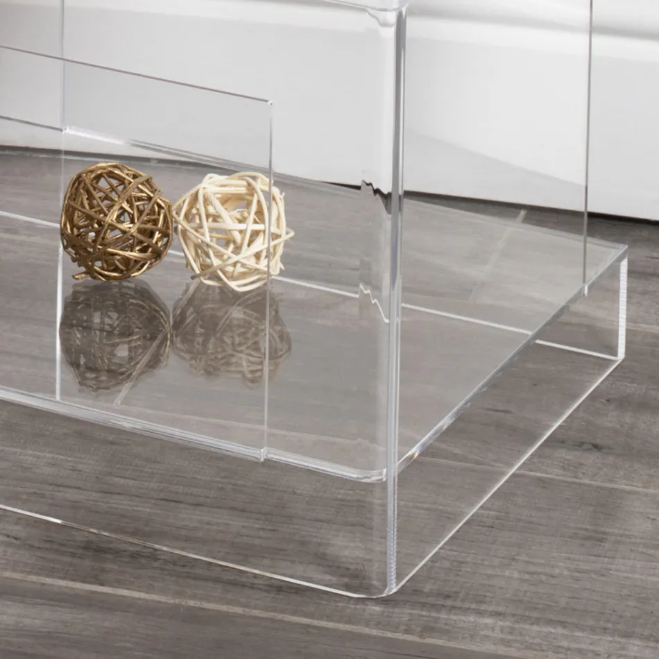 Modern Transparent Acrylic Crystal Design Bedside Table with Shelf - Icaria Viadurini