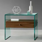 Modern design bedside table in extra-clear glass Made in Italy - Secret Viadurini