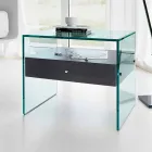 Modern design bedside table in extra-clear glass Made in Italy - Secret Viadurini
