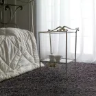 Full Iron Bedside Table with Meccata Silver Leaf Finish Made in Italy - Venice Viadurini