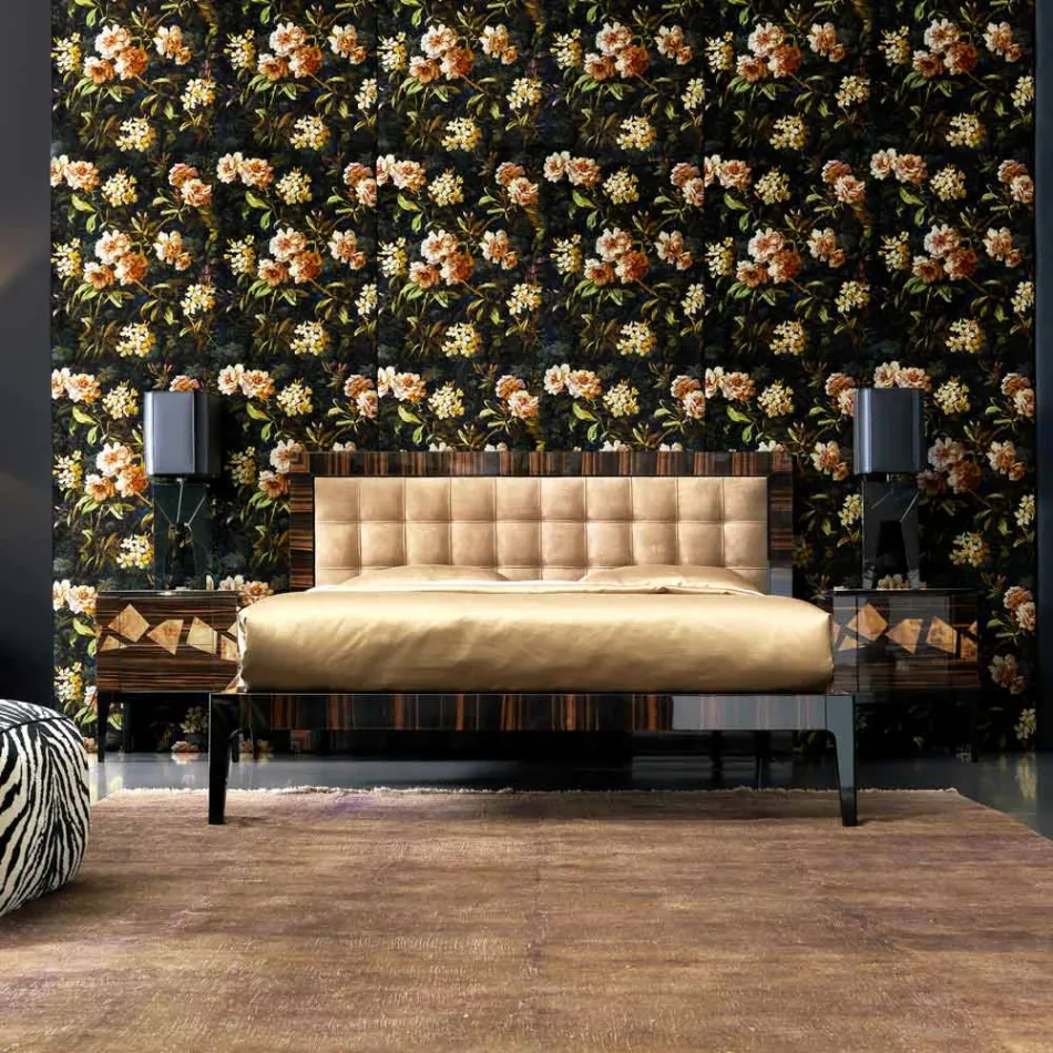 Bedside table in walnut and ebony wood Grilli Zarafa made in Italy Viadurini