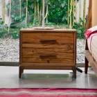 Modern bedside table 2 drawers in antique oak, W 60 x D 42 cm, Margo Viadurini