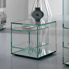 Bedside Table in Extra-clear Glass 2 Dimensions Made in Italy - Linzy Viadurini