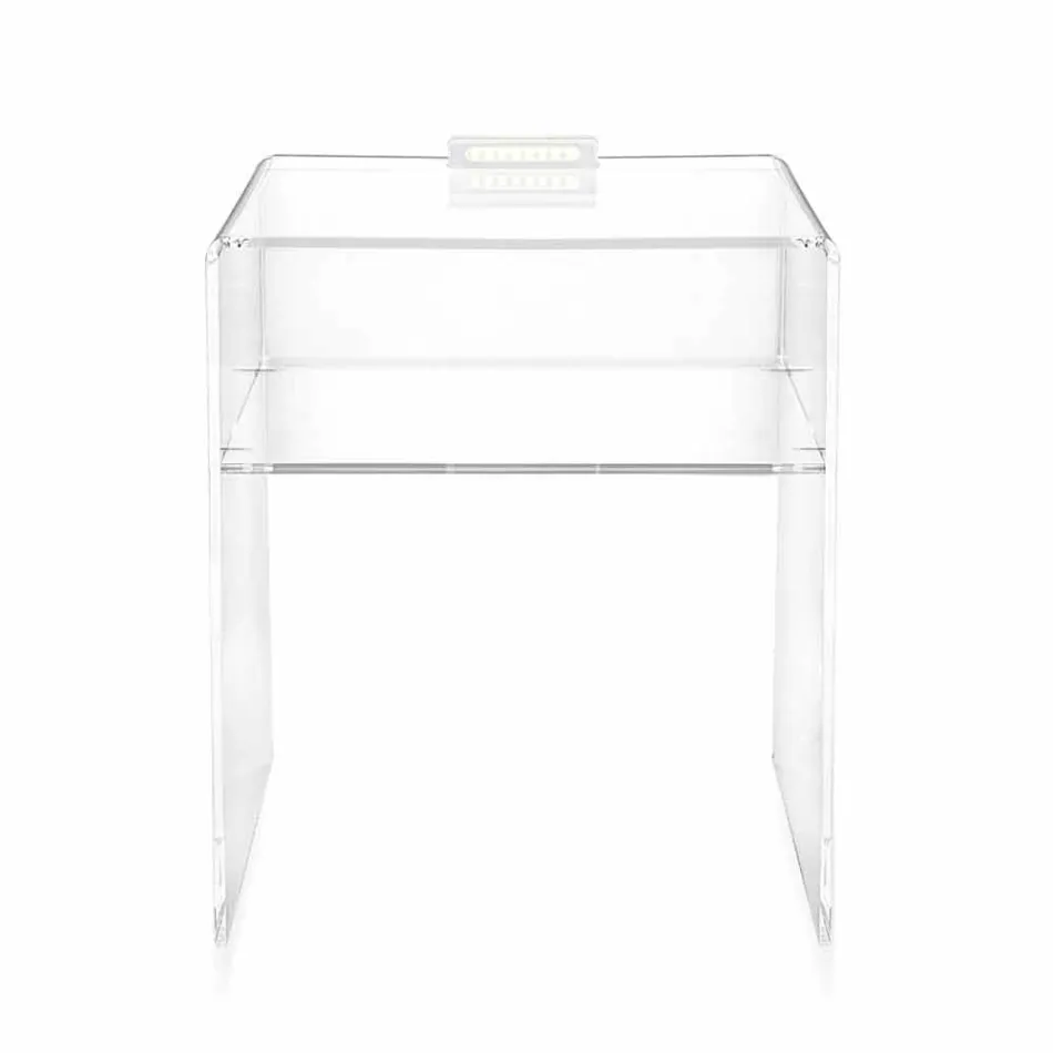 Transparent bedside table with LED light illuminated with Adelia touch Viadurini