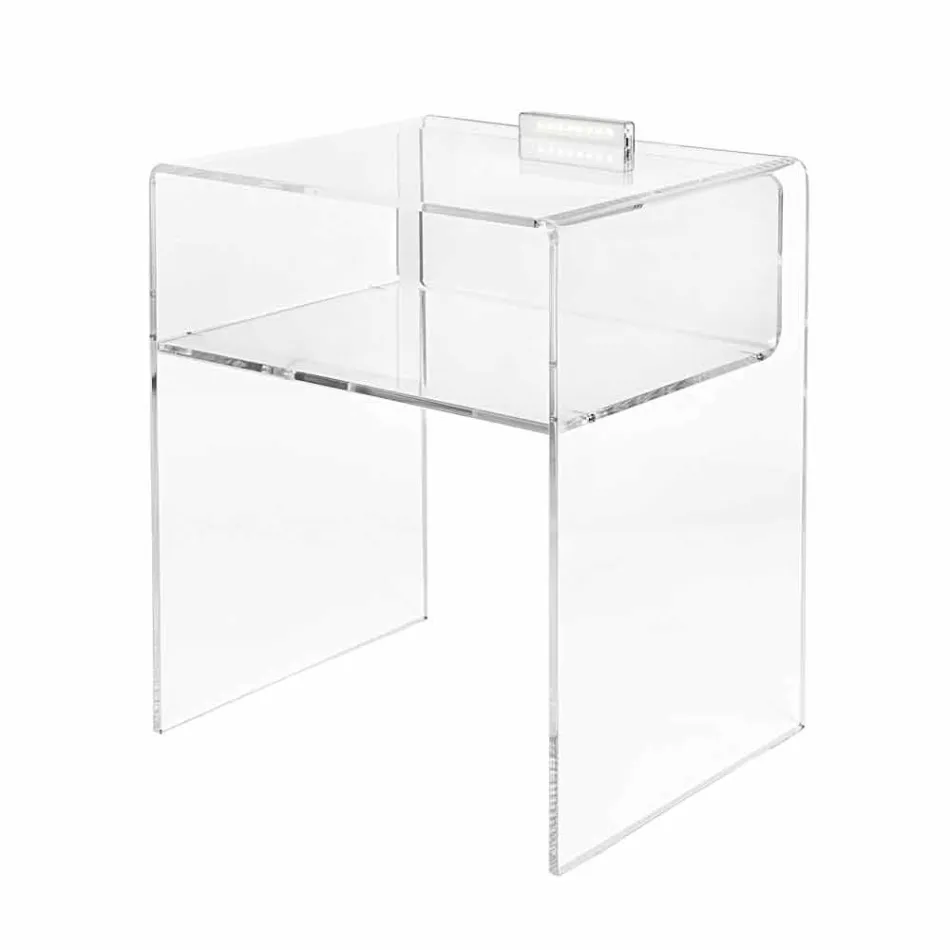 Transparent bedside table with LED light illuminated with Adelia touch Viadurini