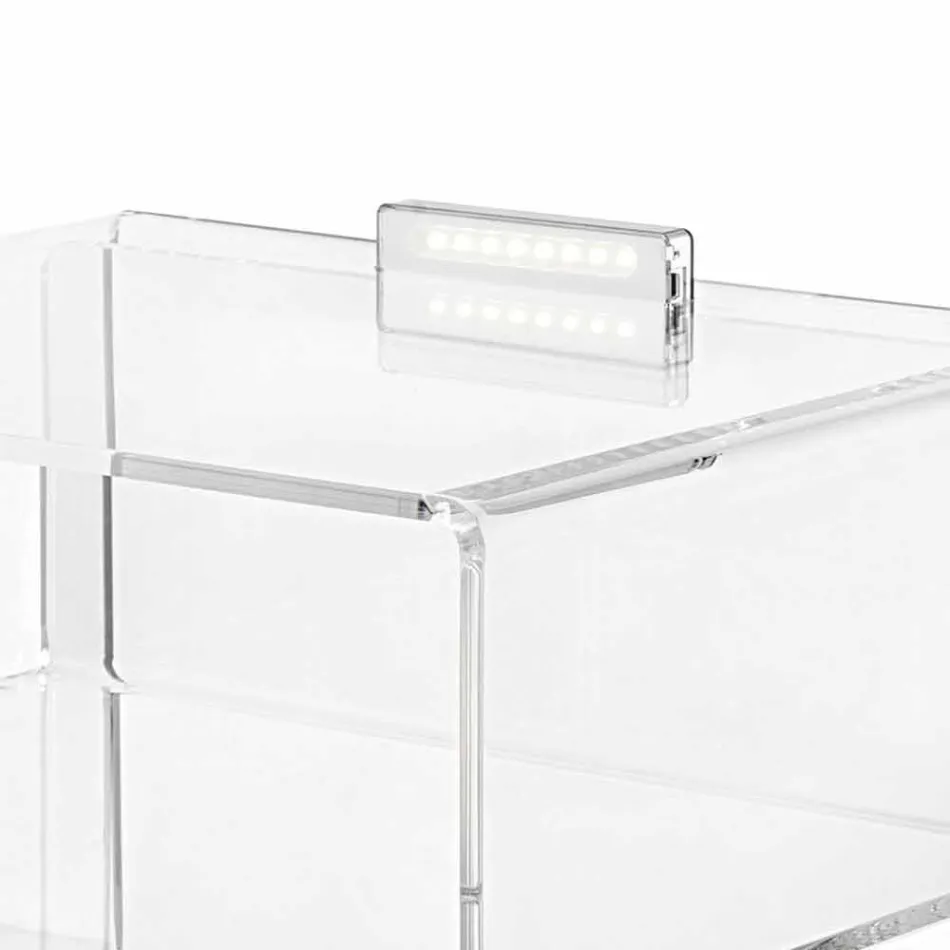 Transparent bedside table with LED light illuminated with Adelia touch Viadurini