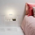 Modern transparent bedside with LED lighting Adelia, made in Italy