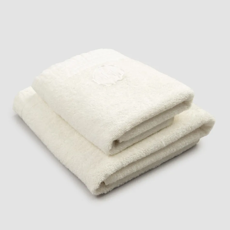 Complete set of face towel and guest towel in terry and linen blend - Kilim Viadurini