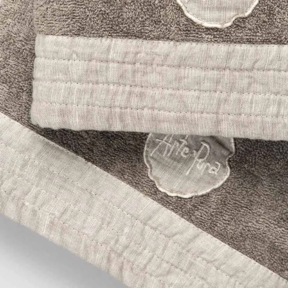 Complete set of face towel and guest towel in terry and linen blend - Kilim Viadurini