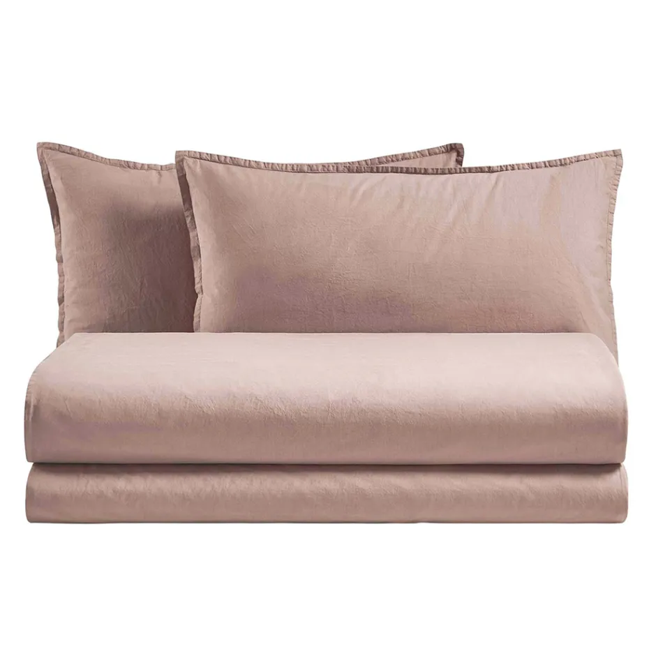 Complete Double Duvet Cover in Pure Garment-Dyed Cotton - Delicacy Viadurini