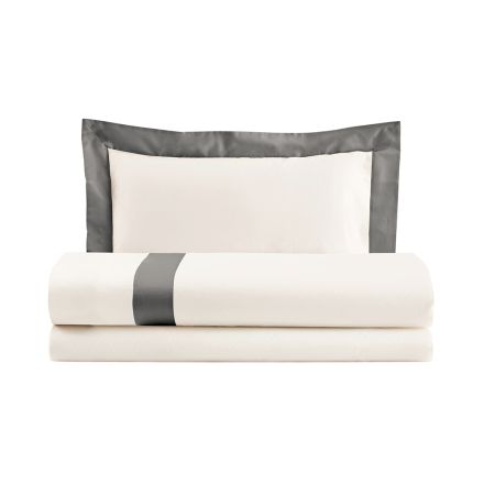 Complete Single and a Half Duvet Cover in 100% Cotton and 10% Cotton Satin - Detail Viadurini