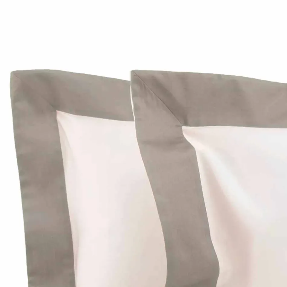 Satin Sheet Set for Double Bed with Colored Edges - Hyacinth Viadurini