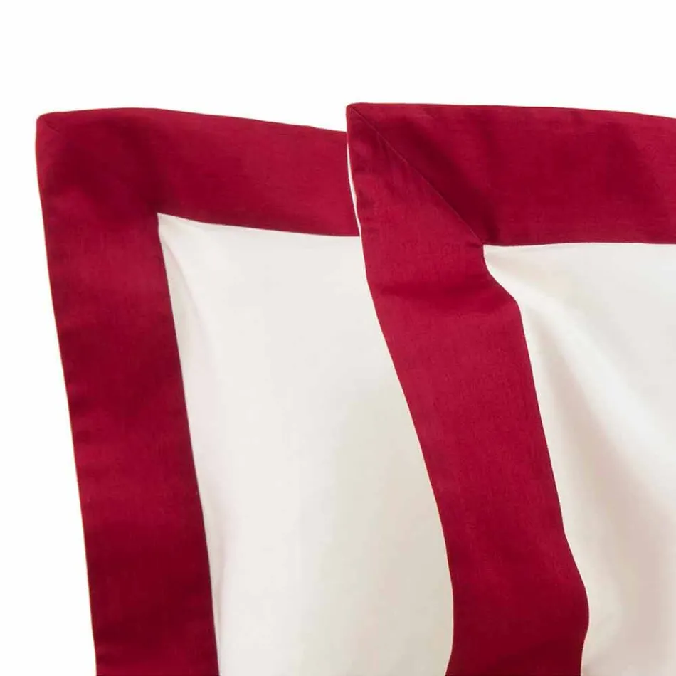 Satin Sheet Set for Double Bed with Colored Edges - Hyacinth Viadurini