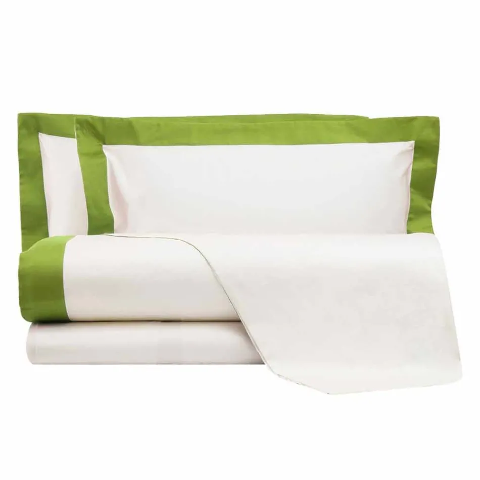Satin Sheet Set for Double Bed with Colored Edges - Hyacinth Viadurini