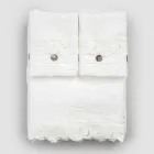Double Sheet Set in Light Linen and Armonia Lace 2 Colours - Dettox Viadurini