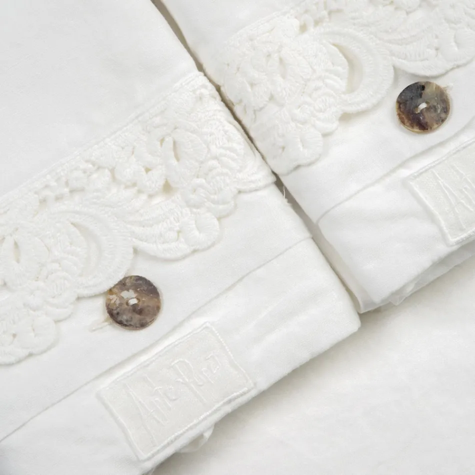 Double Sheet Set in Light Linen and Armonia Lace 2 Colours - Dettox Viadurini