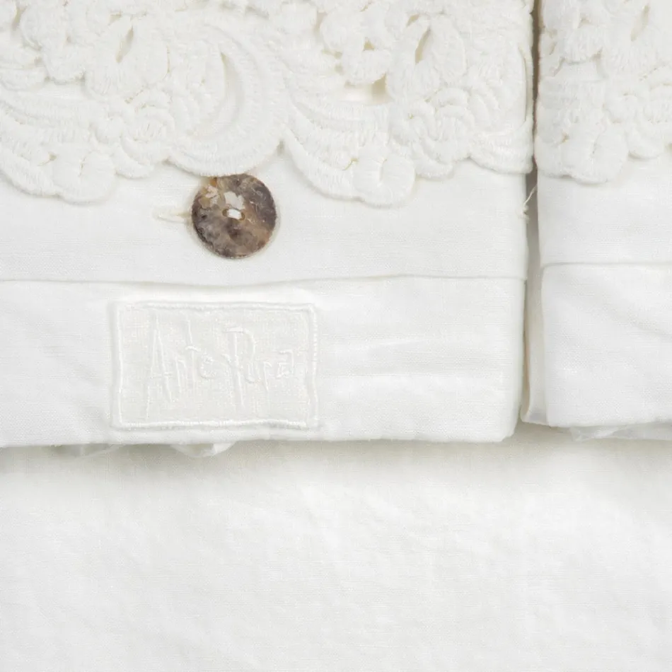 Double Sheet Set in Light Linen and Armonia Lace 2 Colours - Dettox Viadurini