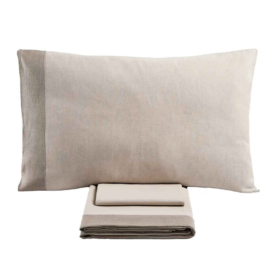 Double Bed Set in 90% Cotton and 10% Linen Made in Italy - Nestle Viadurini