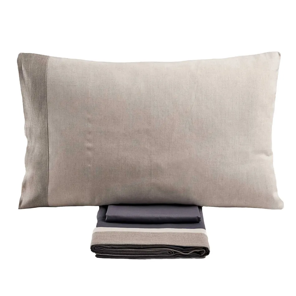 Double Bed Set in 90% Cotton and 10% Linen Made in Italy - Nestle Viadurini
