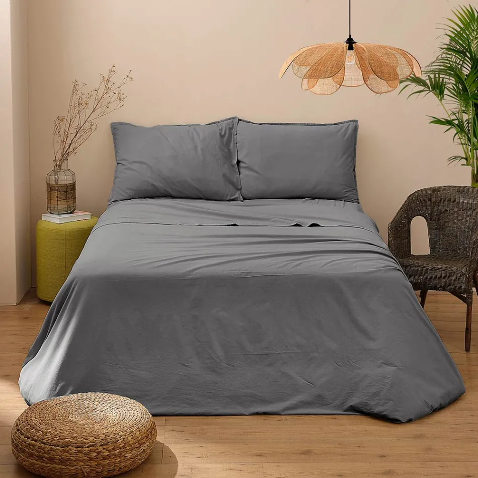 Double Bed Complete in Pure Cotton Garment Dyed and Shaded - Delicacy Viadurini