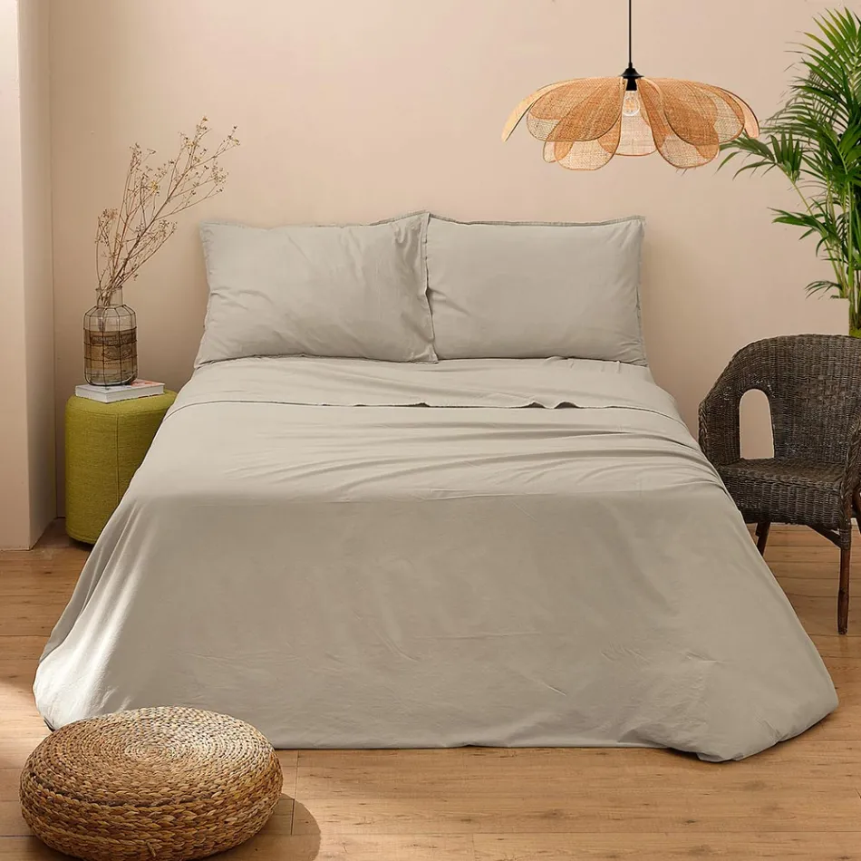 Complete Double Bed in Pure Cotton Garment Dyed and Shaded - Delicacy Viadurini