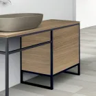 Composition 3 Bathroom Furniture in Metal and Ecolegno Luxury Oak - Cizco Viadurini