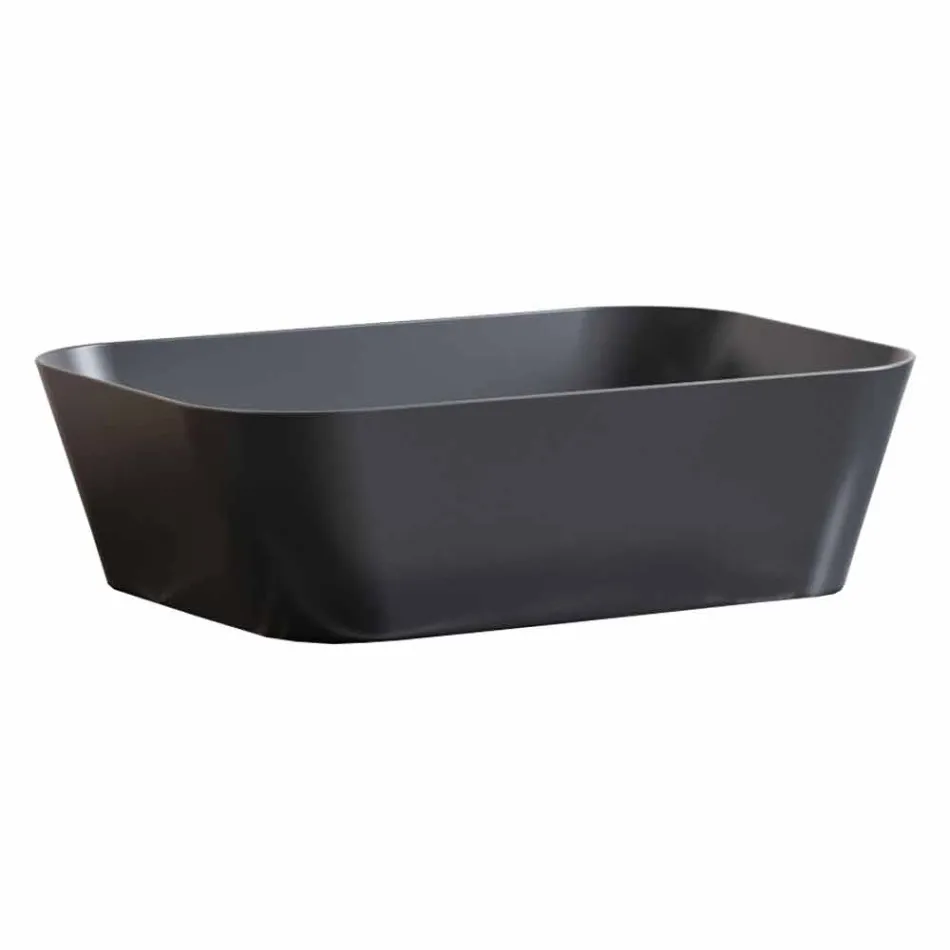 Composition 3 Bathroom Furniture in Gres and Washbasin in Vetrochina 3 Colours - Ramentina Viadurini