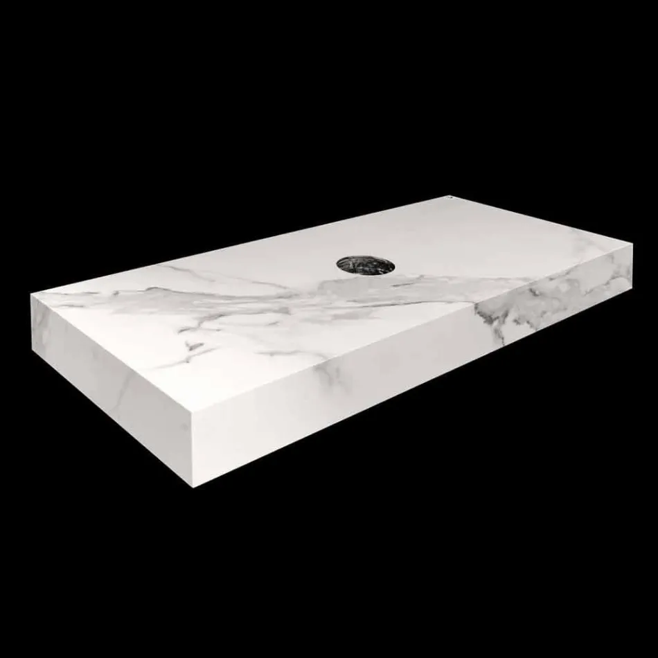 Composition 3 Bathroom Furniture in Gres and Washbasin in Vetrochina 3 Colours - Ramentina Viadurini