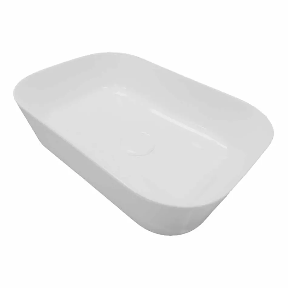 Composition 3 Bathroom Furniture in Gres and Washbasin in Vetrochina 3 Colours - Ramentina Viadurini