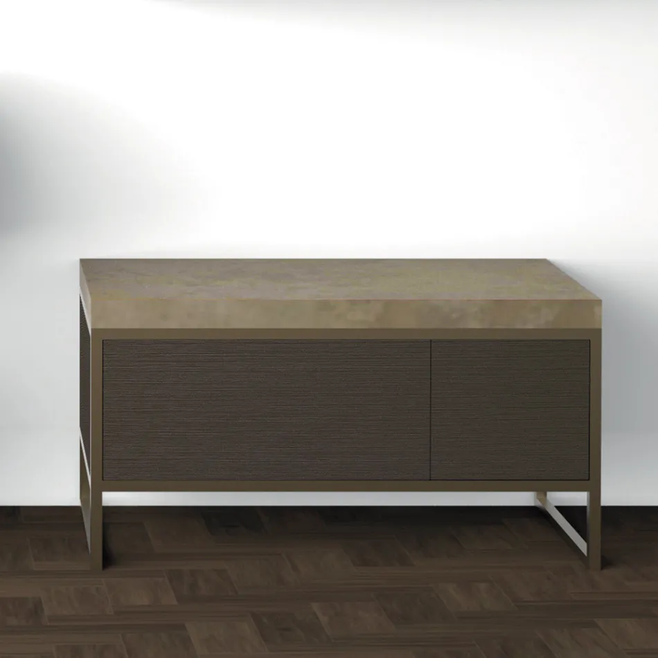 Composition 5 Free Standing Bathroom Furniture in Metal, Ecolegno and Luxury Stoneware - Cizco Viadurini