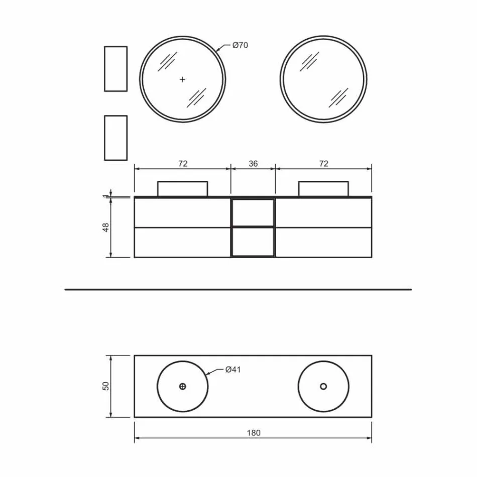 Composition 5 Suspended Bathroom Furniture with Double Washbasin Made in Italy - Renga Viadurini